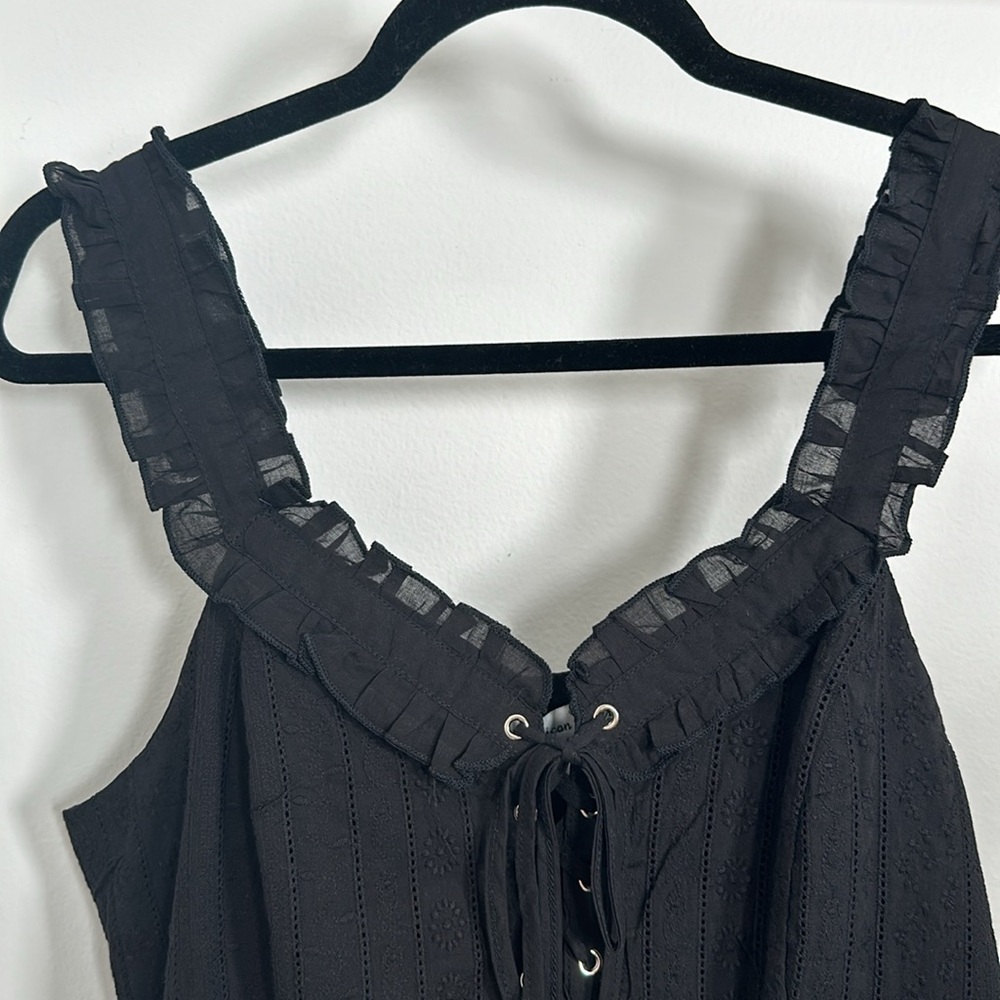 Black Lace-up Corset Style Cropped Tank Top Large - Picture 2 of 4